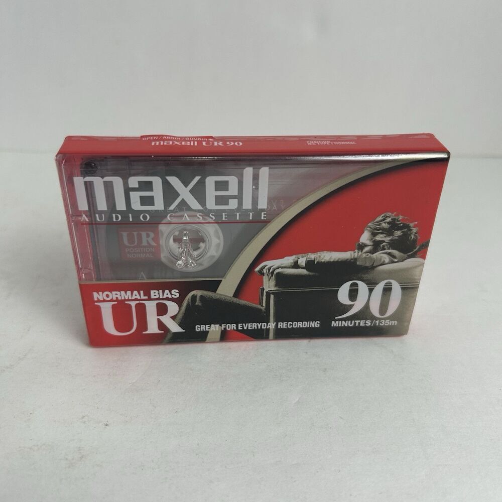New 90 minute Maxell Blank Audio Cassette Tapes Normal Bias UR New & Sealed